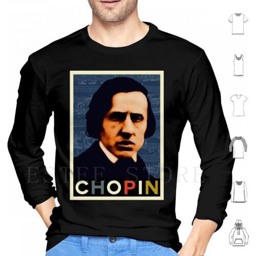 Chopin 2 Hoodie Long Sleeve Chopin Frederic Chopin Piano Pianist Classical Music Composer Music Green Blue Polish Poland