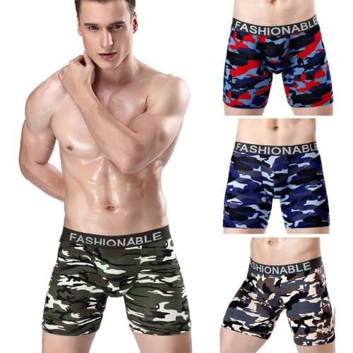 Cotton Man Big Short Breathable Solid Flexible Shorts Boxers Camouflage Printed Boxer Briefs Comfortable Sexy Briefs Long Style