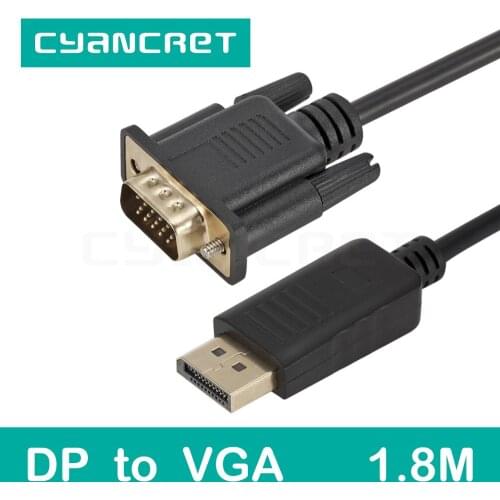 Video Cable Displayport DP to VGA Cable 1.8M Male-Male Convert Transmits HD Video Adapter for TV Monitor Projector Support 1080P