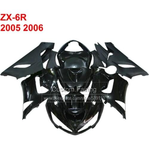 Injection Motorcycle fairing kit for Kawasaki zx6r zx 6r Ninja 2005 2006 05 06 all black fairings RG131