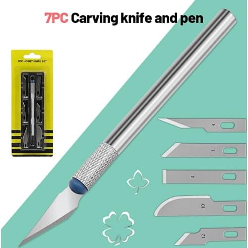 High Quality 6 Blades Metal Scalpel Knife Anti-Skid Engraving Craft Knife Mobile Phone Laptop PCB Repair Hand Tools