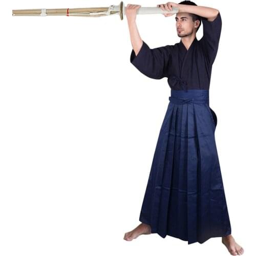 Japanese Samurai Costume Mens Kendo Suit Kendo Hakama Aikido Judo Wushu Martial Arts Uniform Kendogi Kimono Halloween Cosplay