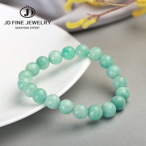 JD Gem Stone 5-12mm AAA+ Green Amazonite Stone Bead Bracelet For Women Girls Lucky Friendship Bracelet Jewelry