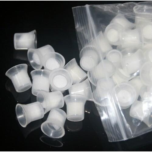 100 pcs White Color Plastic Cup with Cotton Permanent Tattoo Ink Easy Ring Ink Container / Cup For The INK Supplying System