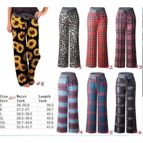 2021 European and American new style leopard print comfortable casual stretch drawstring pajama wide leg pants women