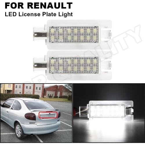 2X No Error LED License Number Plate Light Lamp For Renault Megane I 1996-2003 Megane Scenic 1997-1999 Scenic I OEM#: 7700842700