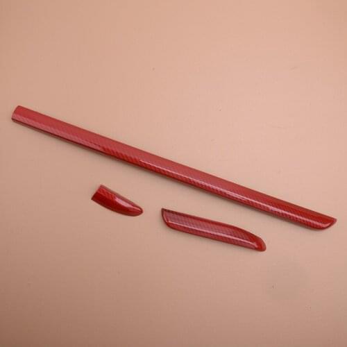 Car ABS Red Carbon Fiber Style Center Console Dashboard Decor Trim Strips Fit For Audi A3 8V S3 2013-2014 2015 2016 2017 LHD