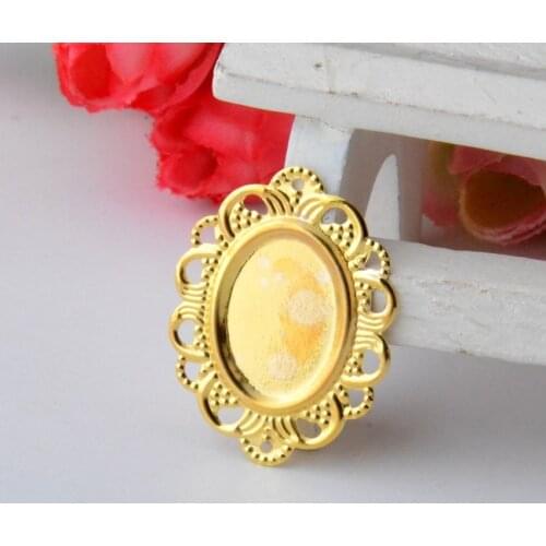 Free shipping 30Pcs Gold Plated Filigree Cabochon Setting Wraps Connectors Crafts Decoration DIY Embellishments 32x24mm F0837
