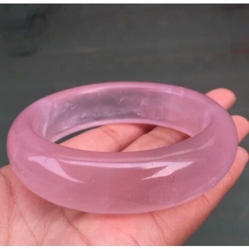 Genuine Natural Rose Quartz Pink Crystal Bangle 56mm Beads Bracelet 18x10mm Woman Mozambique Inner Diameter 56mm AAAAAA