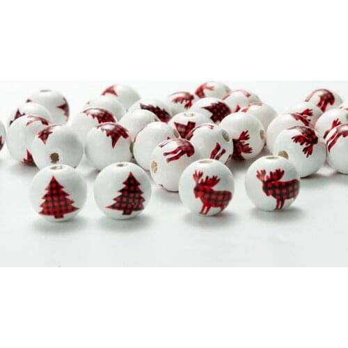 20pcs/lot Natural Round Wood Loose Beads 16MM White Wooden Spacer Charm Beads Fit Christmas Decoration DIY Jewelry Making Gift