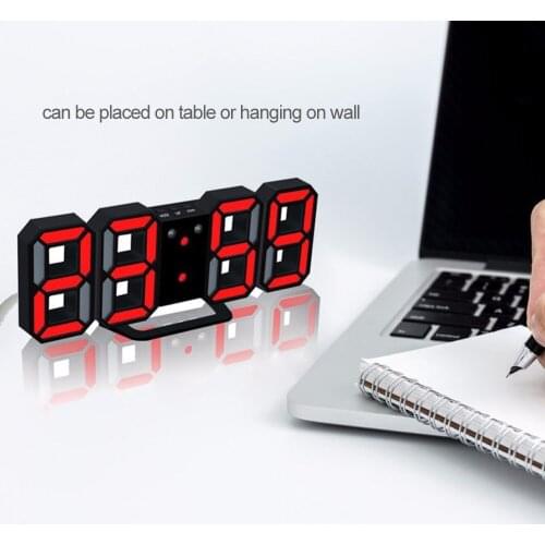 24/12 Hour Display 3D Table Clock Calendar Temperature Display Brightness Adjustable Watch Alarm LED Digital Clock Wall Hanging
