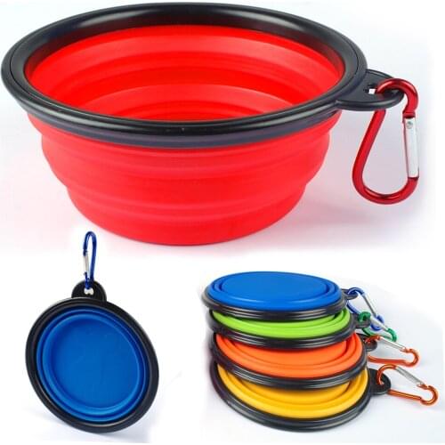 Hot Sale Silicone Fording Dog Feeding Bowl Collapsible Cats Water Dish Cat Portable Feeder Puppy Travel Bowls