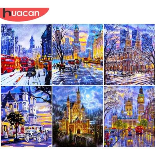 HUACAN Paint By Number City Hand Painted Painting Art Drawing On Canvas Gift DIY Pictures By Numbers Landscape Kits Home Decor