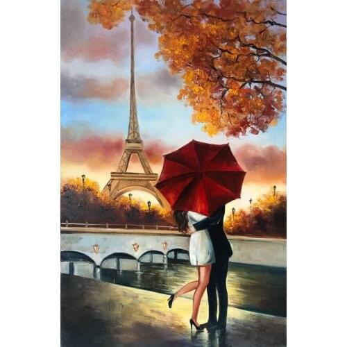 JMINE Div 5D Paris Eiffel Tower Umbrella Loveer love street Full Diamond Painting kits art Scenic 3D paint by diamonds