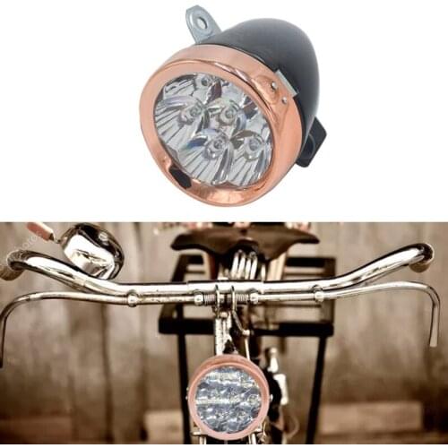 Classic Retro Streamlined Bicycle Head Light Super Bright LED Metal Chrome Bikes Headlight Cycling Lighting Equipment