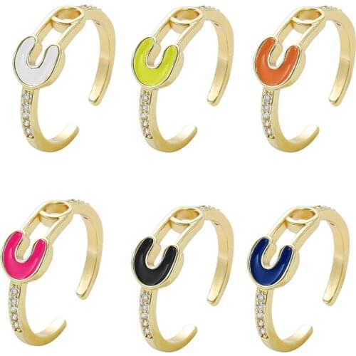 2021 New Arrival Korean Fashion Retro Pin Drip Enamel Color Metal Ring For Women Ladies Couple Jewelry