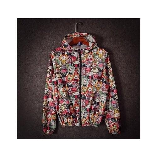 2020 summer Mens cartoon pattern Color Thin Sun protection Hooded jacket Anti-UV coat Lovers baseball jacket Couple Windbreaker