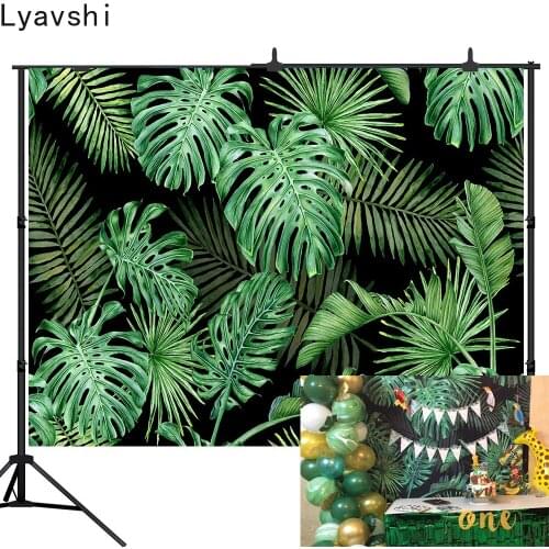 Lyavshi Jungle Green Leaves Backdrop Tropical Safari Plants Photo Background