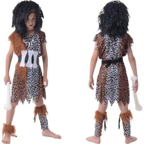 Boys Girls Woman African Original Savage Costume Wild Man Cosplay Costumes Party Carnival Halloween Christmas