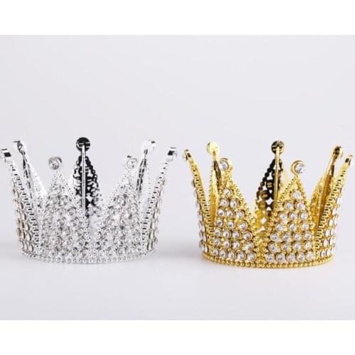 Metal Pearl Happy Birthday Cake Toppers Shining Mini Crown Cake Topper Sweet Party Decoration Wedding&Engagement Decor SN980