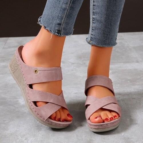 Fashion Summer Beach Women Wedges Heels Platform Slippers Ladies Casual Outdoor Sandals Female Slip-On Shoes Zapatos Mujer