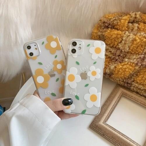 Fashion Daisy Chrysanthemum Phone Case For iphone 11 Pro 12 Mini 13 Pro Max 6s 8 7 Plus X XR XS MAX TPU Transparent Cover Funda