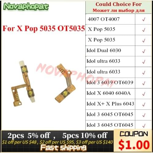 Novaphopat For Alcatel One Touch Idol 3 4 6055 4007 5035 6030 6033 6039 6040 Power On Off Volume Up Down Key Buttons Flex Cable