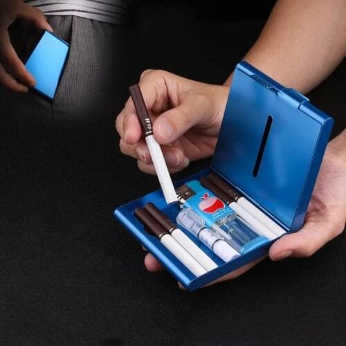 New Ultra-thin Folio Cigarette Holder 20 Sticks Creative Metal Double Sided Flip Open Pocket Portable Storage Case Men Gifts