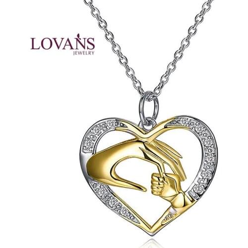 Fashion Jewelry Heart Shaped Necklace Pendant Moms Love Necklace Pendant Cubic Zirconia Round Pendants For Women Mother Gift