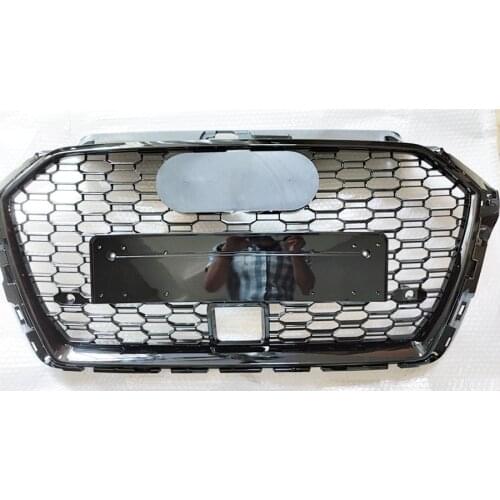 Car Front Bumper Grill Center Grille With ACC Hole for Audi A3/S3 8V 2017 2018 2019 (Refit for RS3 Style)