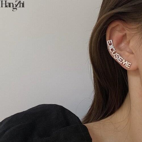 HangZhi 2020 New Korean Creative Letter Question Mark Shiny Rhinestones Silver Color Stud Earrings for Women Party Jewelry