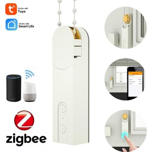 Tuya WiFi ZigBee Smart Motorized Chain Roller Blinds Drive Motor Powered By Solar Panel and Charger ZigBee APP voice Control