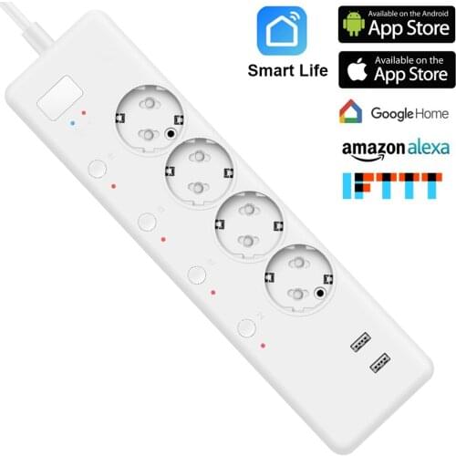 Smart WIFI Timer Extension EU Smart Plug wifi Power Strip Fast Charge Power Metering Smart Plug wifi Socket Work With Alexa