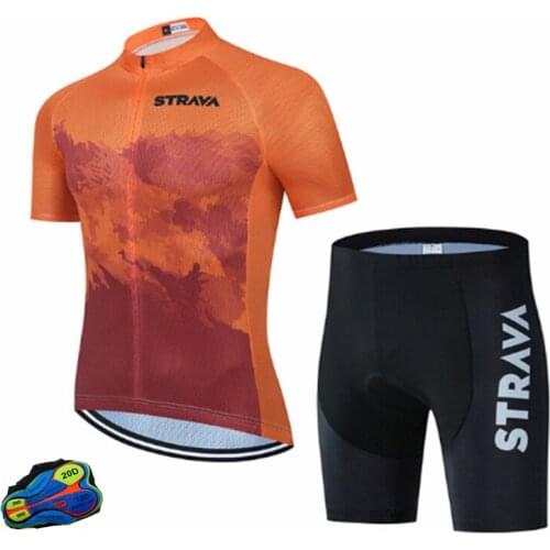 Strava MTB Bicycle Clothing Uniform Pro set Cycling Jersey Set Summer Men Bike Clothes Outdoor Sports Suit Quick Dry Breathable