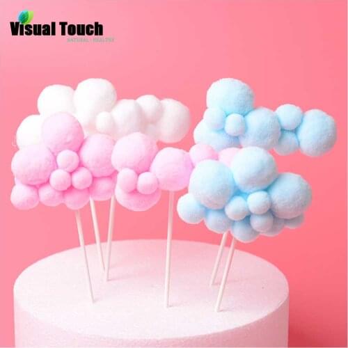 Visual Touch Soft Cloud Cake Topper Sweet Party Decorations Wedding PrincessBaby Shower For Birthday Supplies