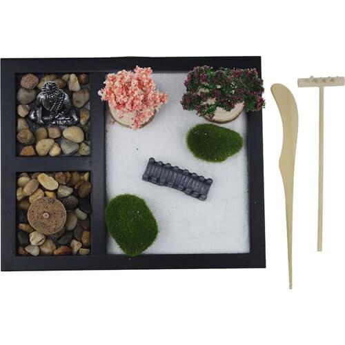 Japanese Zen Sand Garden Tabletop Mini Zen Garden Kit For Office Home Furnishings Resin Simple Miniature Buddha Handicraft