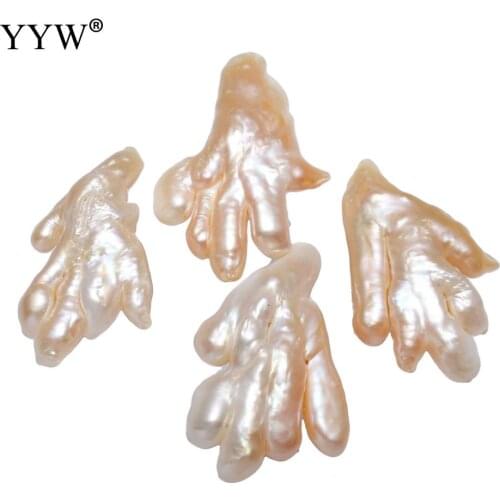 YYW High Quality Cultured Baroque Freshwater Pearl Beads Hand Shape Natural Pink No Hole Pearls Jewelry