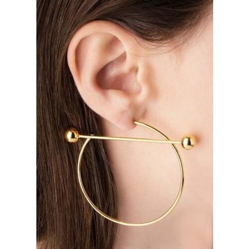Korean Geometric Earrings For Women Fashion Jewelry Vintage Round Asymmetric Gold Big Smooth Earring Oorbellen Brincos