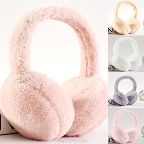 Women Men Winter Warm Cute Faux Furry Earmuffs Headband Outdoor Windproof Solid Color Foldable Fluffy Ear MY24 21 Dropship