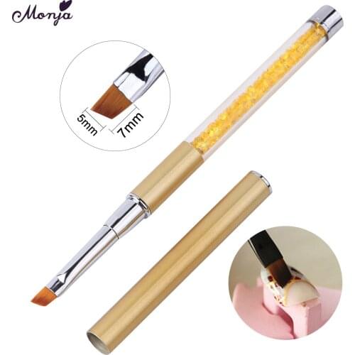 1Pc Gold Nail Art Rhinestone Handle Carving Brush Acrylic UV Gel Nails French Lines Liner Diy Design Drawing Pen Manicure Tool