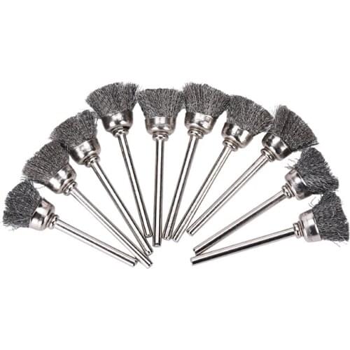 10PCS Stainless Steel Wire Cup Mini Brush Fits Dremel Rotary Tool Accessory 13mm