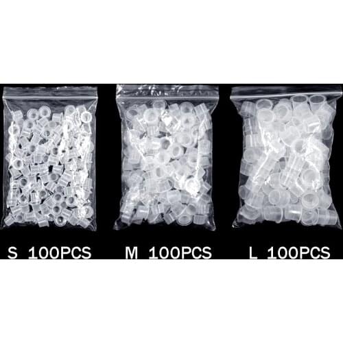 100Pcs Tattoo Ink Cup Small Size Silicone Permanent Tattoo Makeup Eyebrow Makeup Pigment Container Caps Disposable Accessories