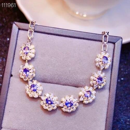 100% Natural And Real Tanzanite Bracelet 925 sterling silver Fine jewelry