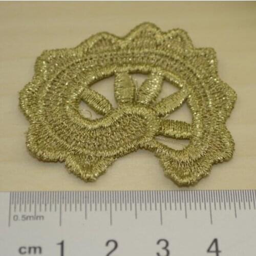 20pcs High Quality Gold Thread Sewing Patch Wedding Dress Embroidered Wavy Lace Applique Clothing Accessories Broderie A Coudre