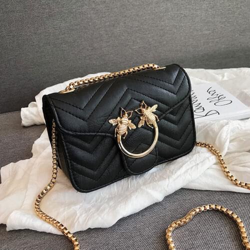 2020 Crossbody Bags For Women Little Bee PU Leather Chain Small Flap Shoulder Bag Designer Ladies Messenger Bag Sac A Main