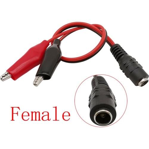 5.5 x 2.1mm DC Female Cable Connector 5.5*2.1mm DC Power Jack to Alligator Clips Crocodile Electric Clip with Red Black Sheath
