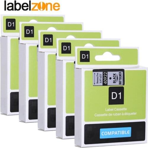 5Pcs Black on silver 40922 label tapes compatible dymo d1 label printers 9mm*7m label ribbon cassette for dymo label manager 160