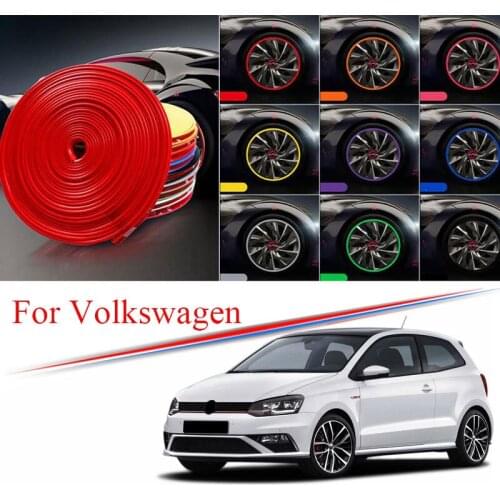 9 Colors Car Wheel Hub Rim for VW Tiguan Polo Lavida Sharan Passat Golf Edge Protector Ring Tire Strip Guard Rubber Decals 8M