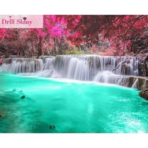 CNA 5D DIY Diamond Painting Waterfall Full Square Diamonds Cross Stitch Ribbon Embroidery Landscape Crafts Home Decor
