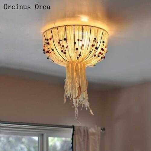 American modern DIY wool ceiling lamp Girl Bedroom childrens room Princess Room European creative ceiling lamp